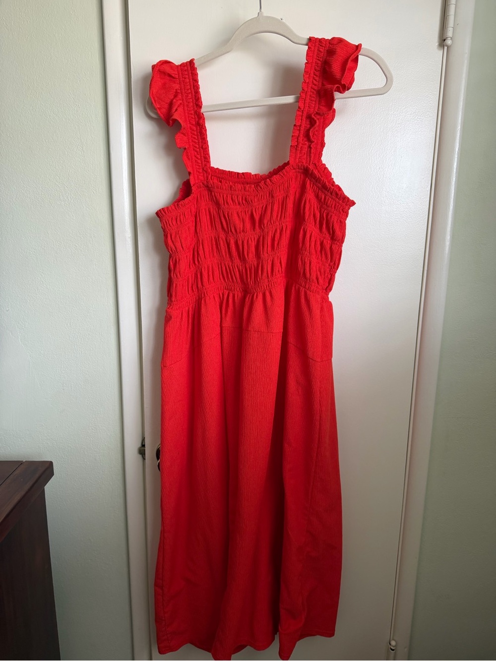 Old Navy Red Smocked Sundress with Ruffled Straps